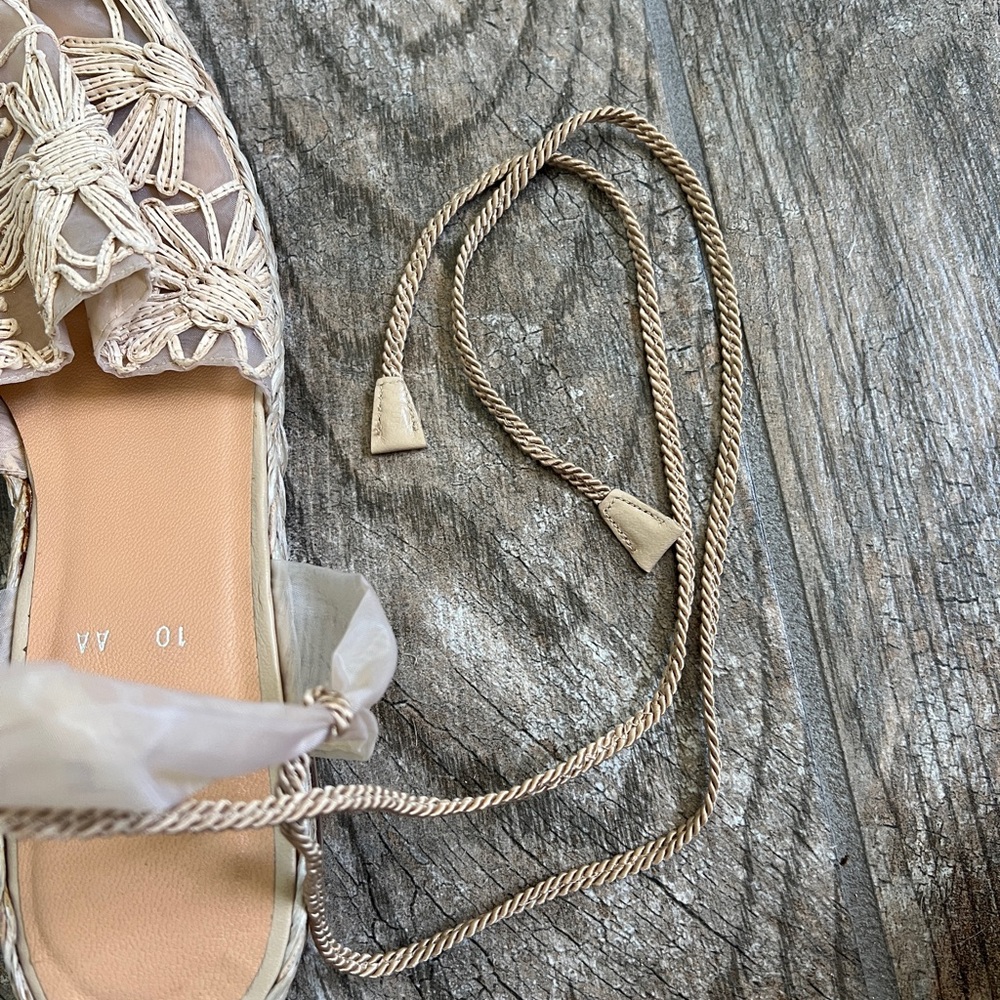 Stuart Weitzman Pansy Beige Raffia Espadrille Sandals, Women’s Size 10 - Picture 7 of 8